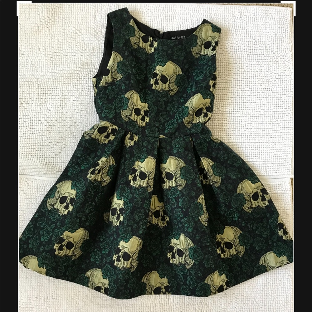 Leafly Golden and Emerald Skull Hoop Skirt Dress